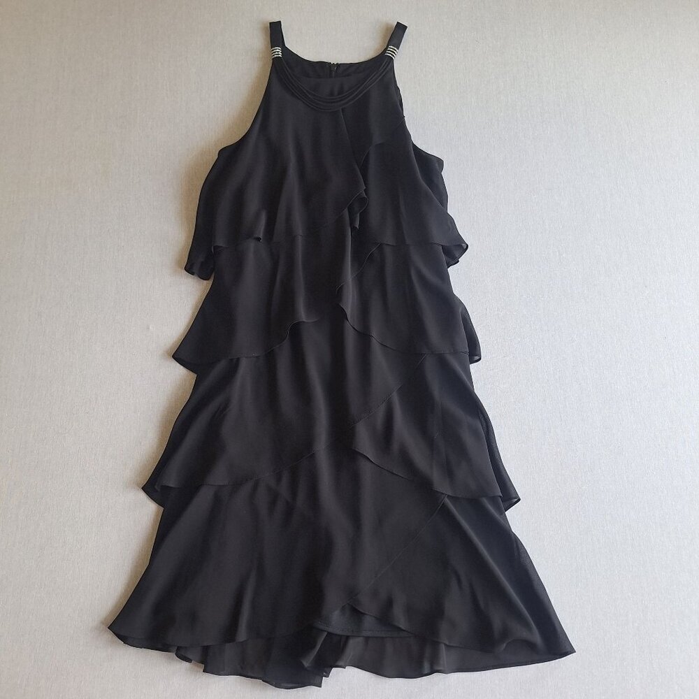 💙 SL Fashion Tiered Midi Lined Dress Size 12 Formal Preppy Festive Retro Style
